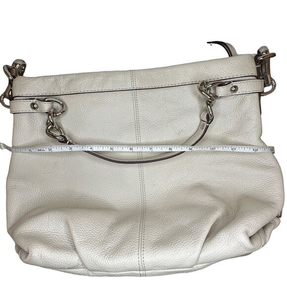 Coach White Pebble Leather Purple Lining Shoulder Bag with Handles F17165 - Picture 2 of 14